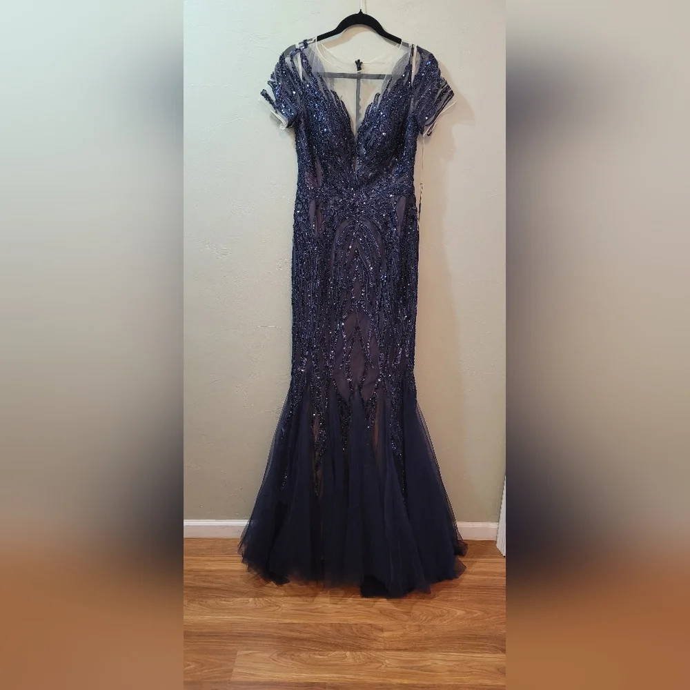 Alexander by Daymor Navy Trumpet Gown - Picture 2 of 9